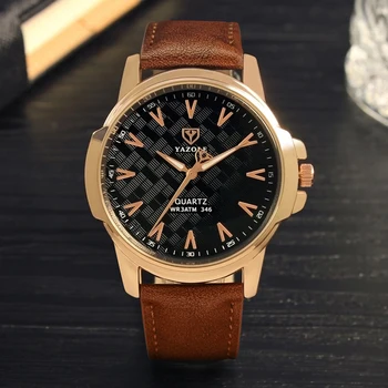  Top Luksuzna marka YAZOLE Sat Muška Moda Muški ručni kvarcni sat Man Vogue Umjetna koža Rose Gold Poslovni reloj hombre pokloni