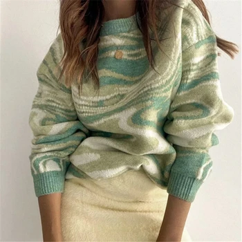  2021 Elegantan Kravata Boje Pletene džemper i puloveri Ženski Zimskih dugih rukava Topli kardigan s rebrastim Božićno tanka ženska odjeća