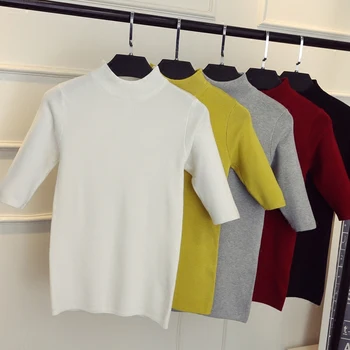  2021 novo proljeće korejski ovratnik košulje kratkih rukava однотонный nalik na tanak džemper sa pet rukava Džemper za djevojčice