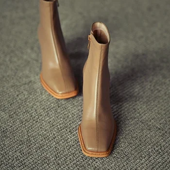  2022 Nove ženske čizme PU cipele chelsea Trendy čizme na visoku petu sa strane munje čizme na trgu potpetice ženske cipele dizajnerske cipele
