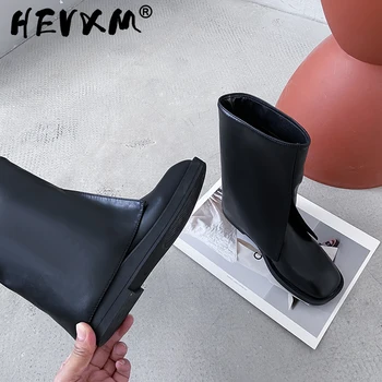  2022 Popularni modni ženske čizme do koljena Večernje Svakodnevno na debelom petu sažete od umjetne kože s trga vrhom Duge Ženske cipele nove cipele