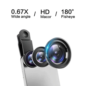  3 U 1 Široki Objektiv Riblje Oko Kamera Mobilnog Telefona Za iPhone, Samsung, Huawei Xiaomi Oneplus Kit Objektiva Riblje Oko Smartphone