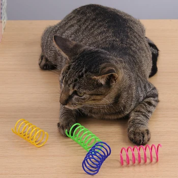  4 Kom./1 Pakiranje Mačja Opružni Igračka Plastična Šarene Spool Spiralne Opruge Proizvode za kućne ljubimce Čvrste Interaktivne Igračke
