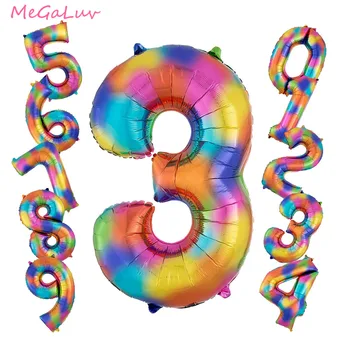  40-inčni Rainbow broj Folija baloni Svadbena Dekoracija za zurke u povodu Dana rođenja Veliki Digitalni Filter Helij Globo Pribor za tuširanje za malu djecu Loptu za igračke