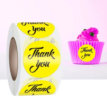 50-500 kom. 2,5 cm Žute hvala vam Naljepnice Naljepnice s pečatom Poklon Pakiranje Naljepnica Vjenčanje je Dan Rođenja Prijedlog Kancelarijski Naljepnice