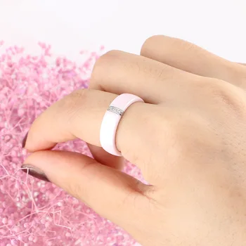  6 MM Rose Keramički prsten za žene s кубическим kubični cirkon Od nehrđajućeg Čelika 2021 Novi nakit Modni college Romantična Vjenčanja