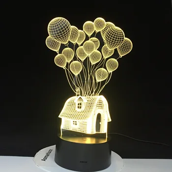  Balon Kuća 3D Led noćno svjetlo Oblik Atmosfera Vizualno Svečani Dekor Lampa lamparas Akrilna Boja Za uređenje Doma