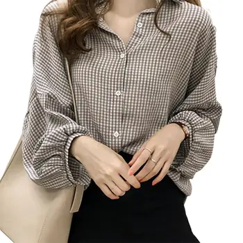  Bluza Ženska Plus Veličine sa dugim rukavima Slobodne ženske košulje s rukavima-svjetiljke Pokrivač košulja Top Office ženske bluze Blusas