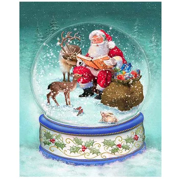  Božićni poklon DIY Diamond Slikarstvo Vez Križem Kristalnu kuglu Snow Santa Diamond Vez Trg/Okrugli Diamond Mozaik prodaja