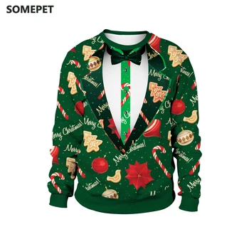  Božićni pulover Smiješno Slatka Novi Božićni print Zelena kardigan Casual Gala večer Pulover Pokloni Za žene Muške veste