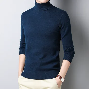  Branded odjeću QUANBO 2021 Nove akvizicije Muške vunene veste s visokim воротом, debele tople veste korejski mode, uske elastične pulover