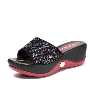  CEYANEAOslippers ženske rhinestones od prave kože ljetna obuća trendi sandale танкетке ženske sandale veliki veličina 40-41