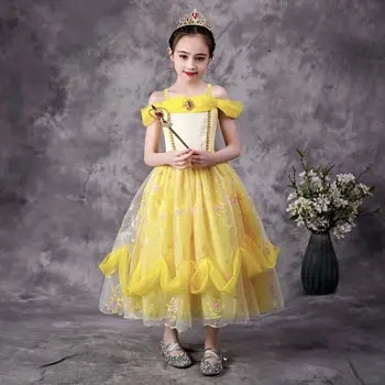  Haljina princeza Belle za djevojčice Dječja torta cvijet loptu haljina Dječji Cosplay Bella Ljepotica i Zvijer Odijelo Neobična maskiranje Večernja haljina
