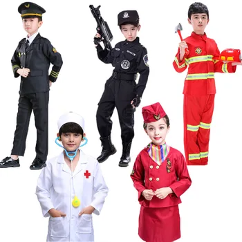  Halloween Dječji Cosplay Kostim Za djevojčice Dječaci Stomatolog Poseban Djelatnik Prometne policije Kapetan Stjuardesa Vatrogasac Karnevalska zabava