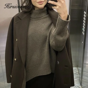  Hirsionsan kašmir pulover s puž ' s urezima za žene u korejskom stilu, Elegantne debele tople ženske pleteni puloveri Slobodne svakodnevne sakoi 2021