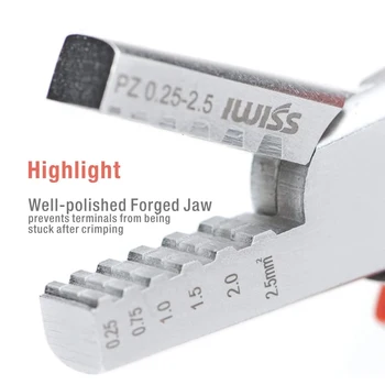  IWISS PZ-0,5-2,5 Обжимные kliješta Crimping alat žice otvora 0,5–2,5 mm2 za samostalan uvijati savjet za vezicu s plastičnim obujmicom