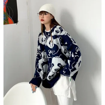  Jesen Novi crtani Жаккардовый džemper Za žene Harajuku Slobodan veste s dugim rukavima Ženske japanski Slatka pulover 2021