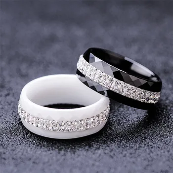  LETAPI 2021 Nova Moda Kvalitetan Crno - Bijeli Jednostavan Stil Jednostavno Crystal Keramičke Vjenčano Prstenje Nakit Darove za Žene