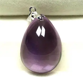  Prirodni Violet Ametist Privjesak Za Žene Lady Muškarac Prozirni Kristal 26x18x12 mm Kapi Vode Perle Srebrni Nakit od Dragog Kamenja ААААА