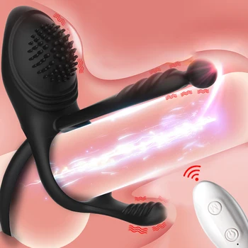  Prsten s Vibrator za člana Daljinski Prsten za penis, Električni Seks-igračke za Parove Muškaraca 10 Načina Punjiva Član Mošnja Čistoći Klitoris G spot