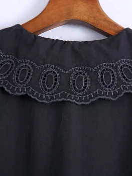  Slobodne Žene Crna Košulja Jesen 2021 Nova Moda Vez Ovratnik Košulje Dugih Rukava Moderna Dama Casual Odjeća