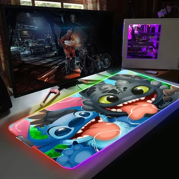 Stitch Anime RGB podloga Za Miša Igra Mat s pozadinskim osvjetljenjem Mause Ped LED podloga Za Miša Xl Pc Gaming Računalo Stol miš Xxl Miša, Tipkovnice