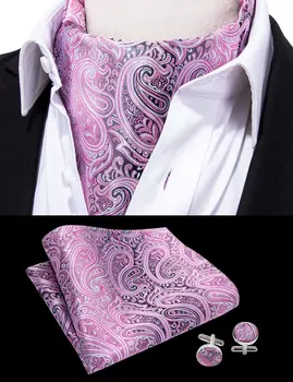  Svileni šal, Kravata je Za muškarce Odijelo Pink Kravatu Ascot Paisley Muških Kravata Жаккардовый Kit Džep Trg Manžete Barry.Wang AC-002