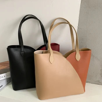  Trendi ženski hit boji Jednostavne torbe torbe od umjetne kože na ramenu, torba za kupovinu, Svakodnevne prometne otisnutim uzorcima po cijeloj površini velikog kapaciteta