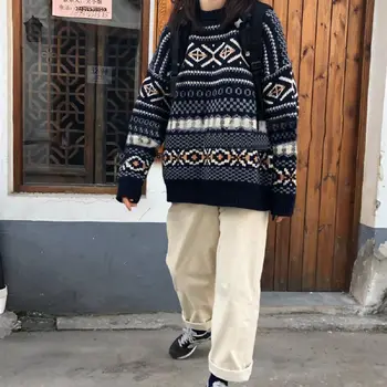  Veste Ženski žakard pleteni Svakodnevne ženski puloveri Ženski Džemper jesensko-zimskom Klasicni kardigan Besplatne univerzalne Harajuku Korejski