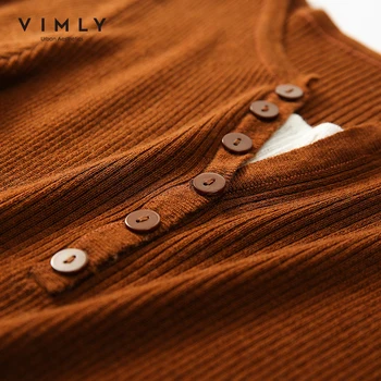  VIMLY džemper dugih rukava Za žene 2021 Jesen-zima Modni majice s V-izrez tanke majice za žene odjeća Pull femme F9519