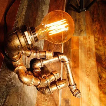  Vintage Željezna Cijev Noćni Lampe Stolne Svjetiljke Luces Led Decoracion Lampe De Chevet De Chambre Deco Osnovna Dnevni boravak HTL-021