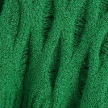  Za Ženski pulover s visokim воротом, skraćeno pletene top, zelena ženski однотонный ženski dres s dugim rukavima, ženski kardigan, выдалбливают džemper