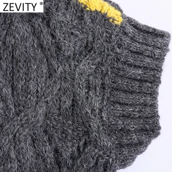  Zevity Za žene Vintage водолазка Ovratnik Boja u tonu Šarenilo Džemper pletenje ženski šik pulover s rukavima, 