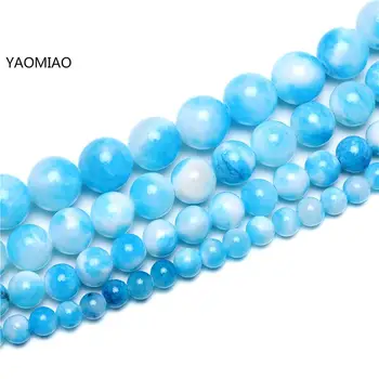  Šarene Plavo-bijeli perzijski žada okrugli Kamen Perle za izradu nakita 15