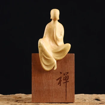  Šimšir 9 cm 11 cm Анимитта Skulptura Buddhe Drveni Kip Zen Buddha Redovnik Kućni Dekor