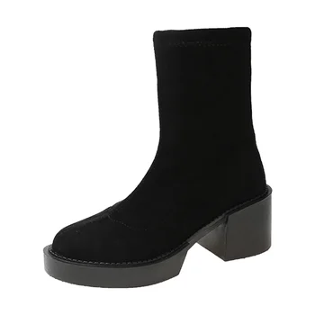  Ženske Ботас 2021 Seksi cipele-brod do koljena visoke pete antilop cipele-čamaca za zimske zabave Nove gladijatorske cipele Chelsea na platformi Tople modne Zapatos
