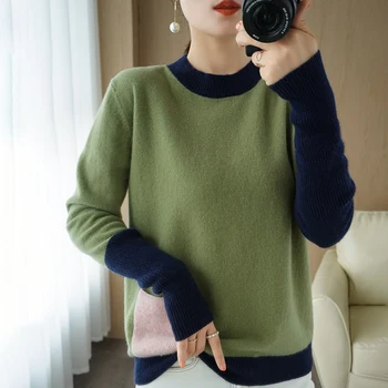 Ženski pulover 2021 zima novost džemper od čiste vune casual linija debeli kašmir pulover okruglog izreza plus size pletene top