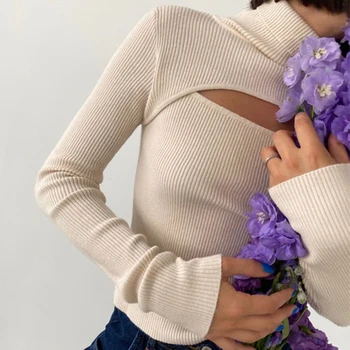  Дропшиппинг Kragna, dugi rukav Ženske Pletene veste Ženski pulover Proljeće-jesen džemper Zimske Majice za žene Crni kardigan